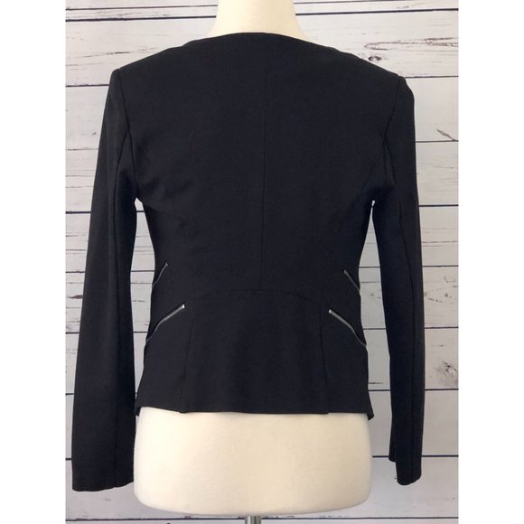 Love Tree Blazer size Small Black Suit Jacket Womens Zippers Rayon Motorcycle - Picture 2 of 8